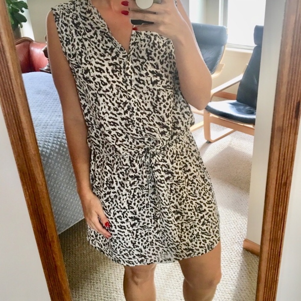 Lila Rose Black and White Animal Print Midi Dress